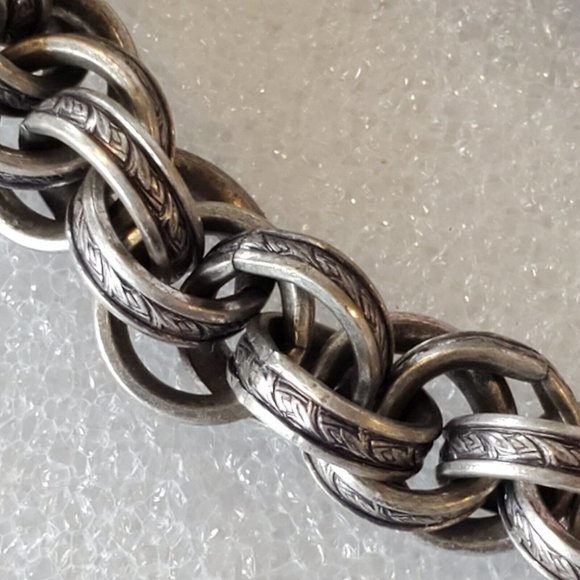 Vintage 50s? Sanford Sancrest R American Indian Heavy Silver Link Chain Belt?‎